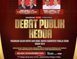 Saksikan Debat Publik Kedua Paslon Bupati dan Wakil Bupati Toraja Utara, Selasa 19 November 2024